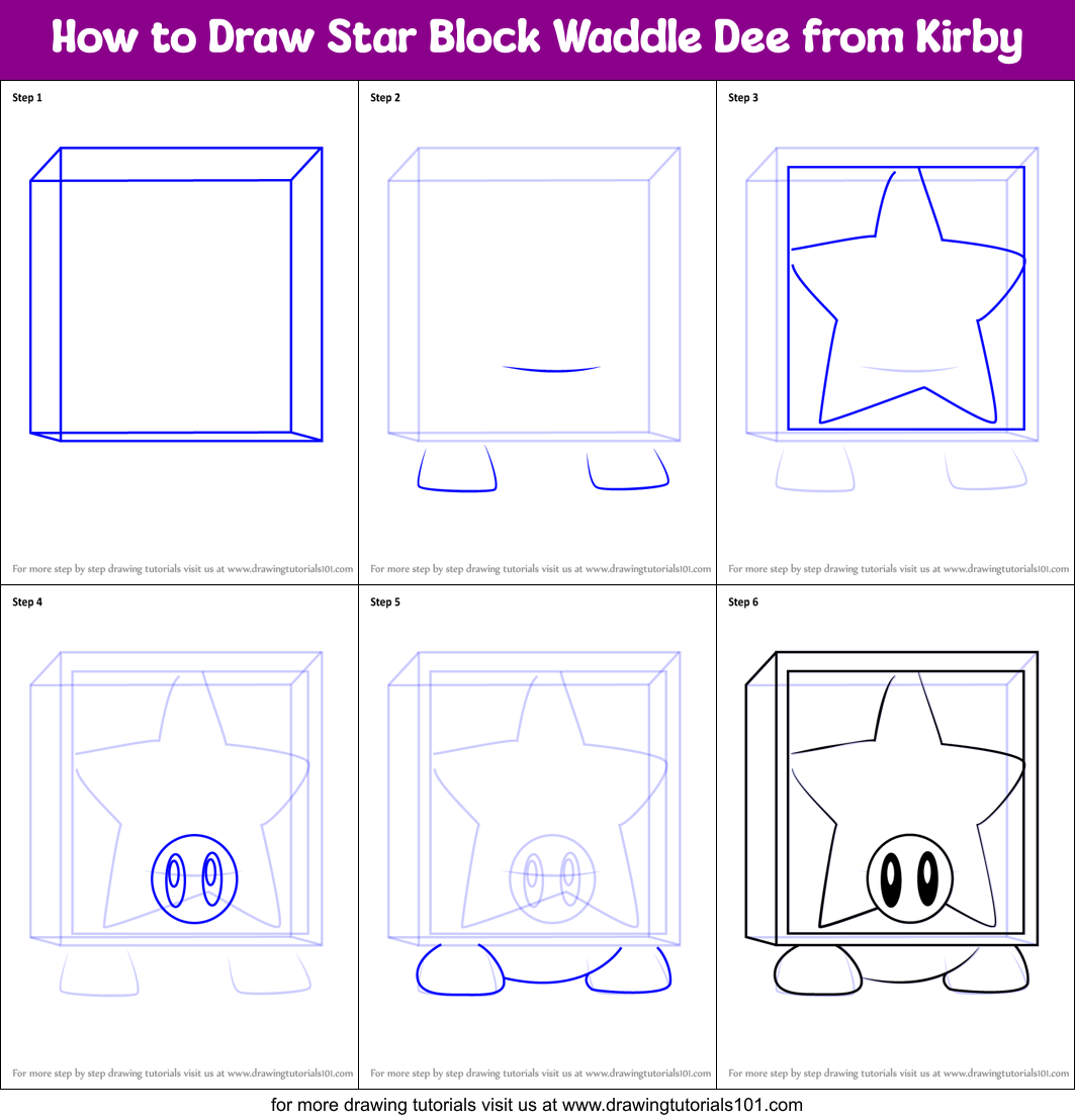 How To Draw Star Block Waddle Dee From Kirby Printable Step By Step ...