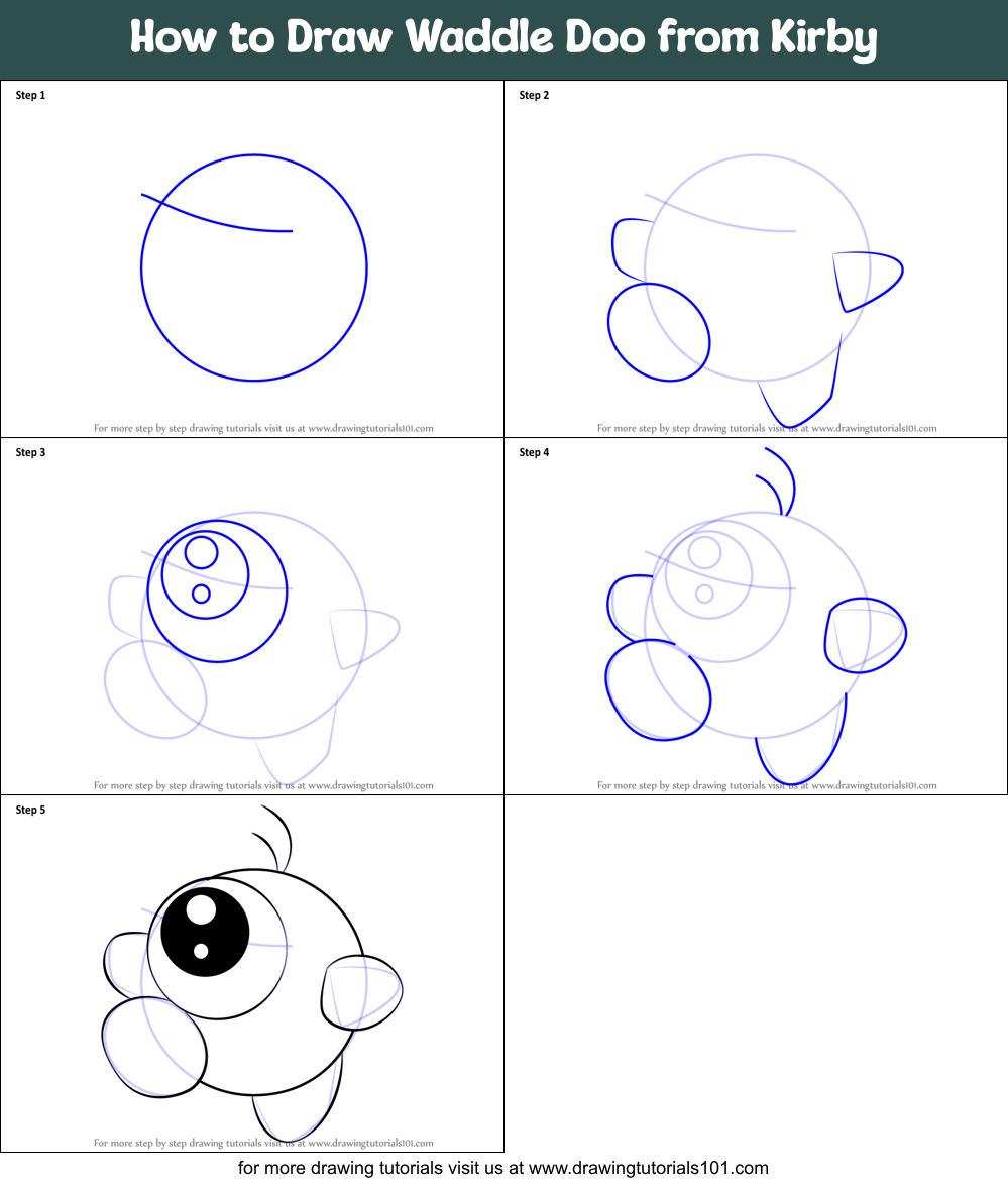 How to Draw Waddle Doo from Kirby printable step by step drawing sheet ...