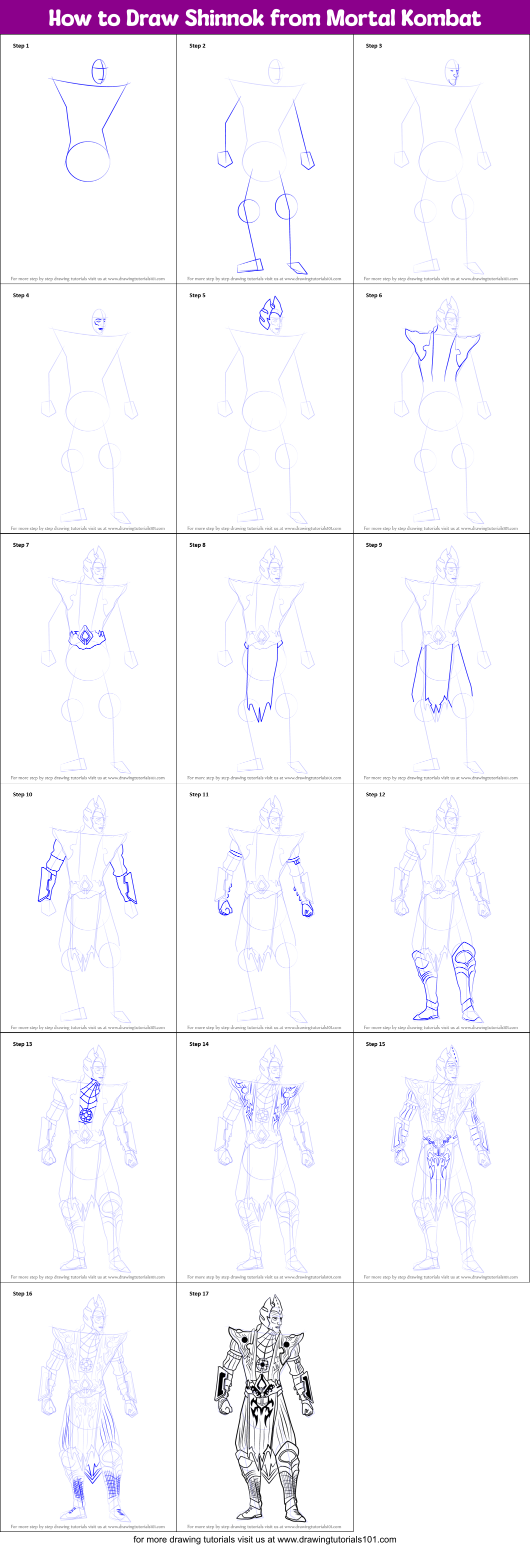 How To Draw Shinnok From Mortal Kombat Printable Step By Step Drawing 