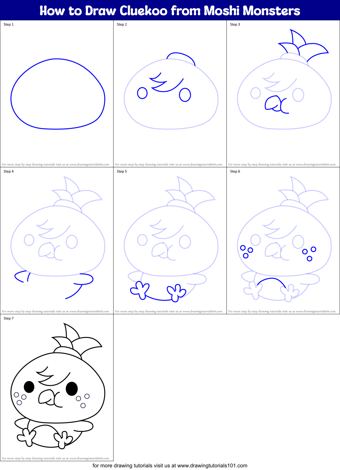 How to Draw Cluekoo from Moshi Monsters printable step by step drawing ...