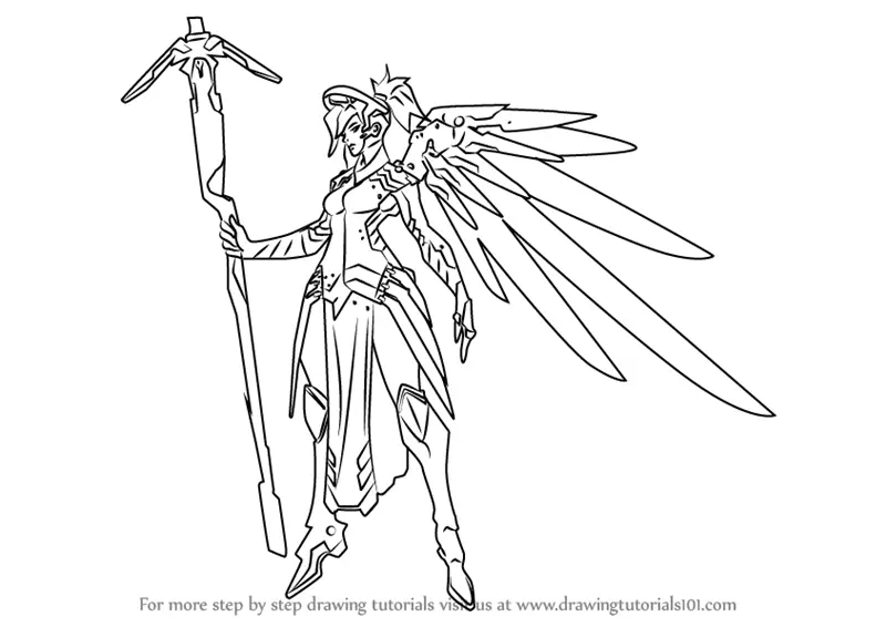 Learn How to Draw Mercy from Overwatch (Overwatch) Step by Step