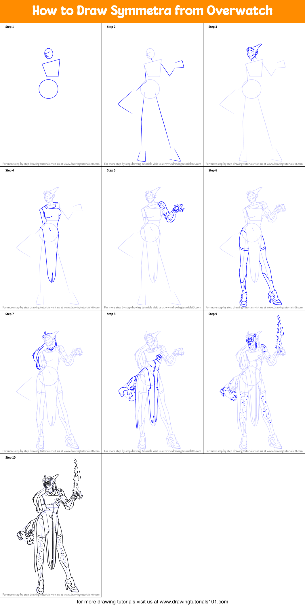 How to Draw Symmetra from Overwatch printable step by step drawing ...