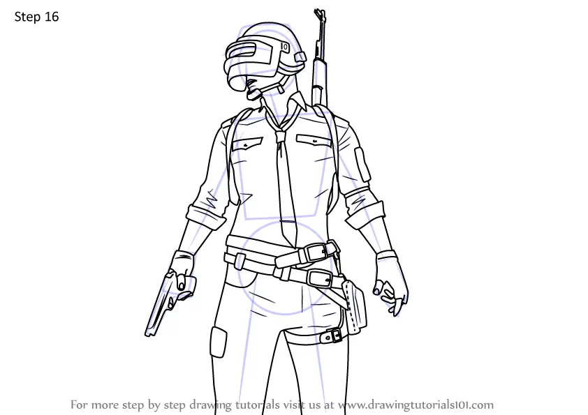 Learn How to Draw PUBG Player (PUBG) Step by Step : Drawing Tutorials