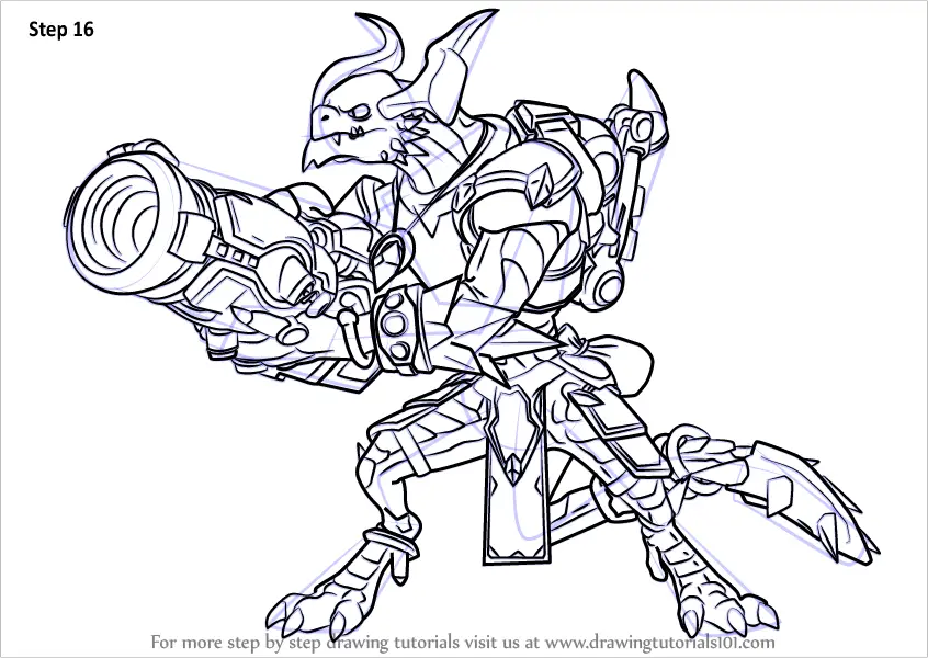 Step by Step How to Draw Drogoz from Paladins : DrawingTutorials101.com