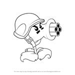 How to Draw Gatling Pea from Plants vs. Zombies