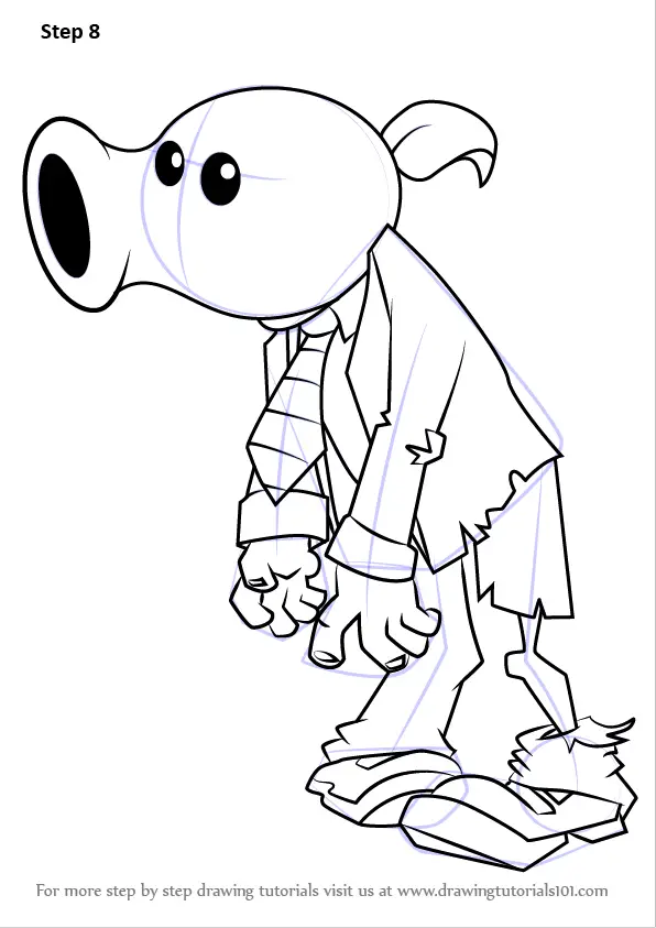 step by how to draw peashooter zombie from plants vs zombies drawingtutorials101 com coloriage monstres