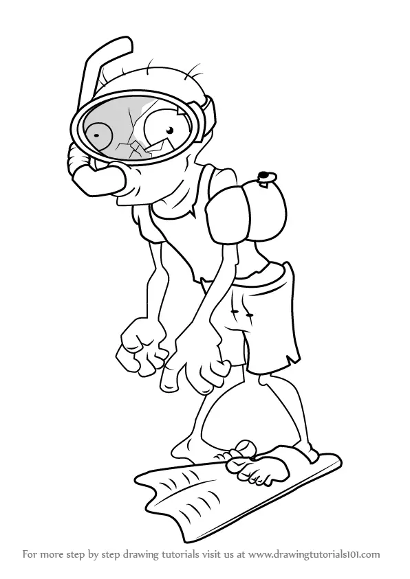 Learn How to Draw Snorkel Zombie from Plants vs. Zombies (Plants vs ...