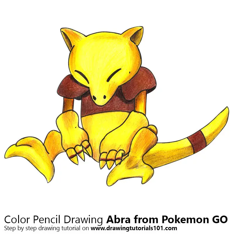 Abra from Pokemon GO Color Pencil Drawing