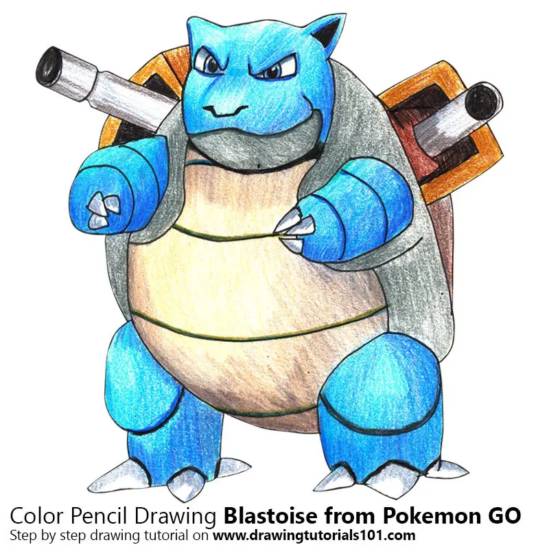 Blastoise from Pokemon GO Color Pencil Drawing