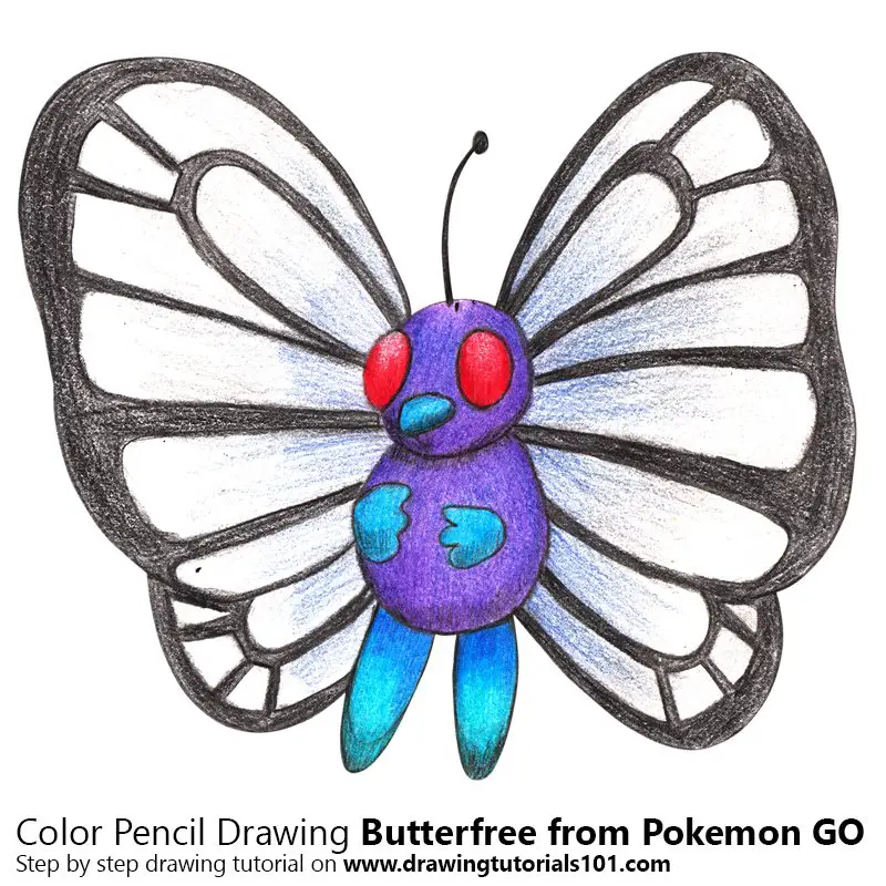 Butterfree from Pokemon GO Color Pencil Drawing