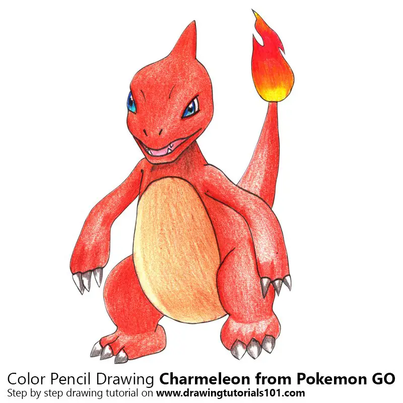 Charmeleon from Pokemon GO Color Pencil Drawing