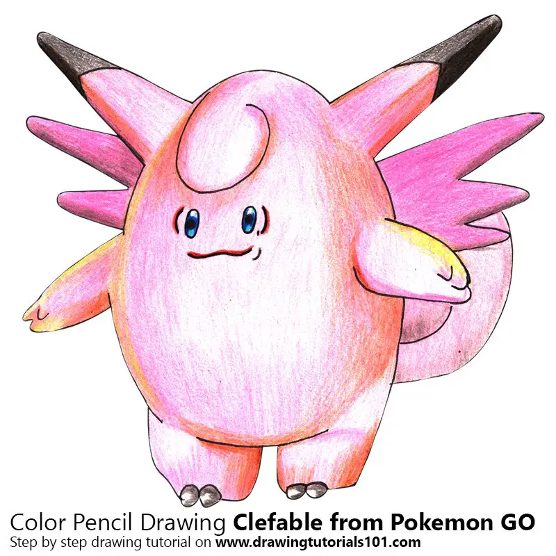Clefable from Pokemon GO Color Pencil Drawing