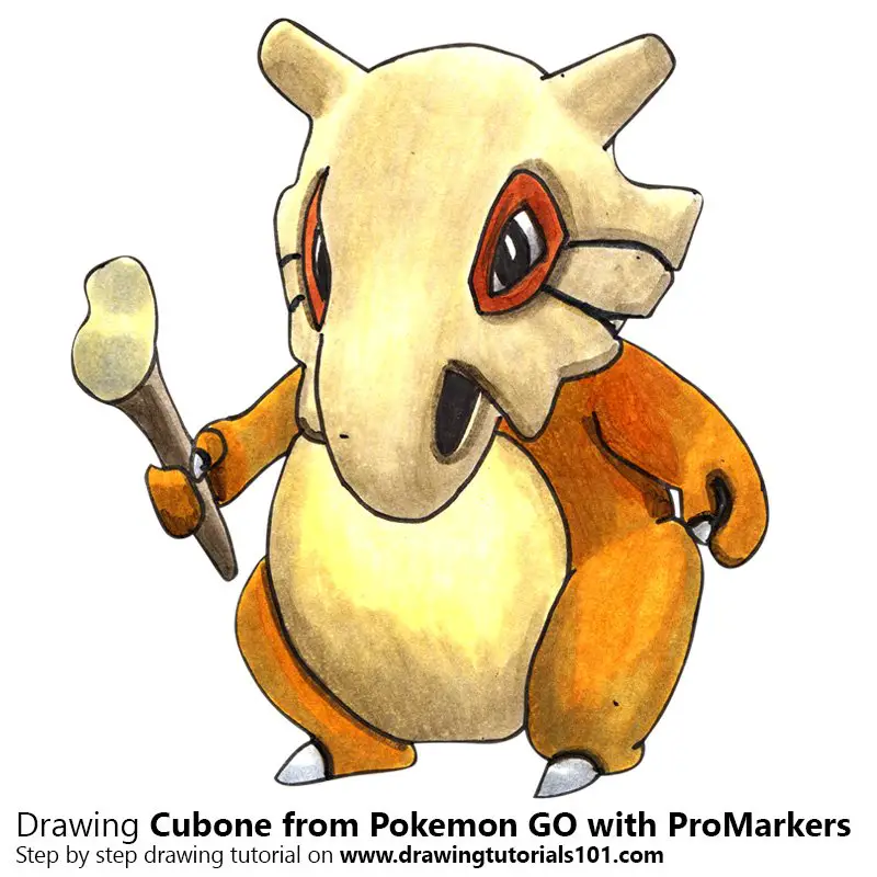 Cubone from Pokemon GO Color Pencil Drawing