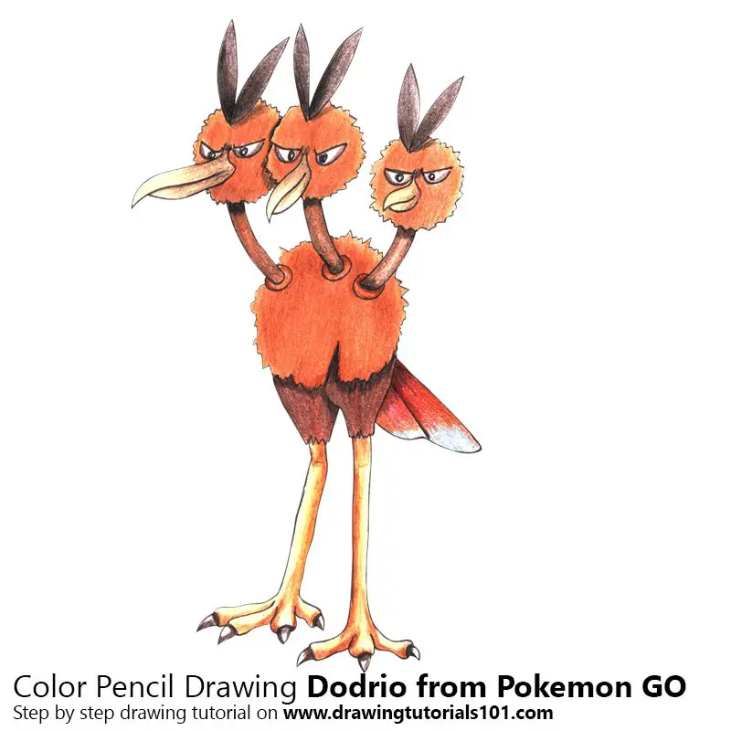 Dodrio from Pokemon GO Color Pencil Drawing