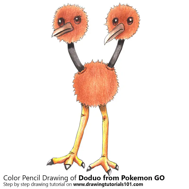 Doduo from Pokemon GO Color Pencil Drawing