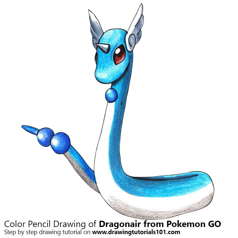 Dragonair from Pokemon GO Color Pencil Drawing