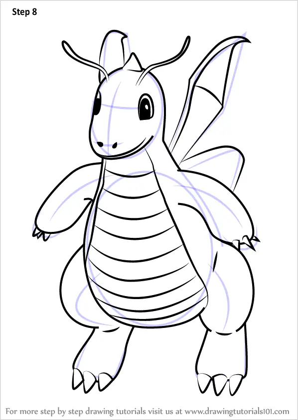 Learn How to Draw Dragonite from Pokemon GO (Pokemon GO) Step by Step