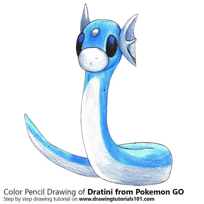 Dratini from Pokemon GO Color Pencil Drawing