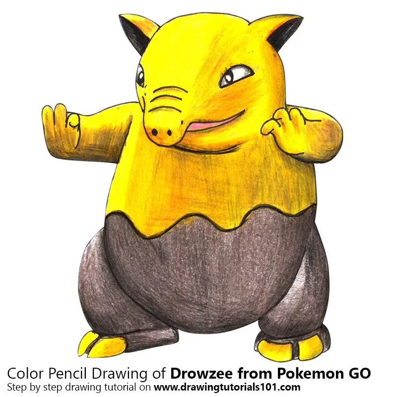 Drowzee from Pokemon GO Color Pencil Drawing