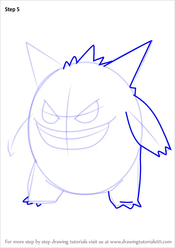 Learn How to Draw Gengar from Pokemon GO (Pokemon GO) Step by Step