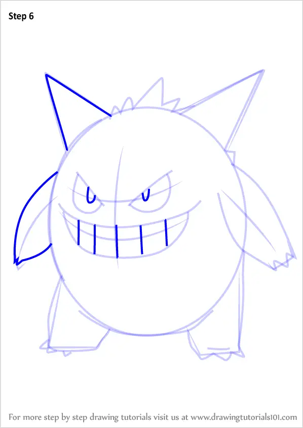 Learn How to Draw Gengar from Pokemon GO (Pokemon GO) Step by Step