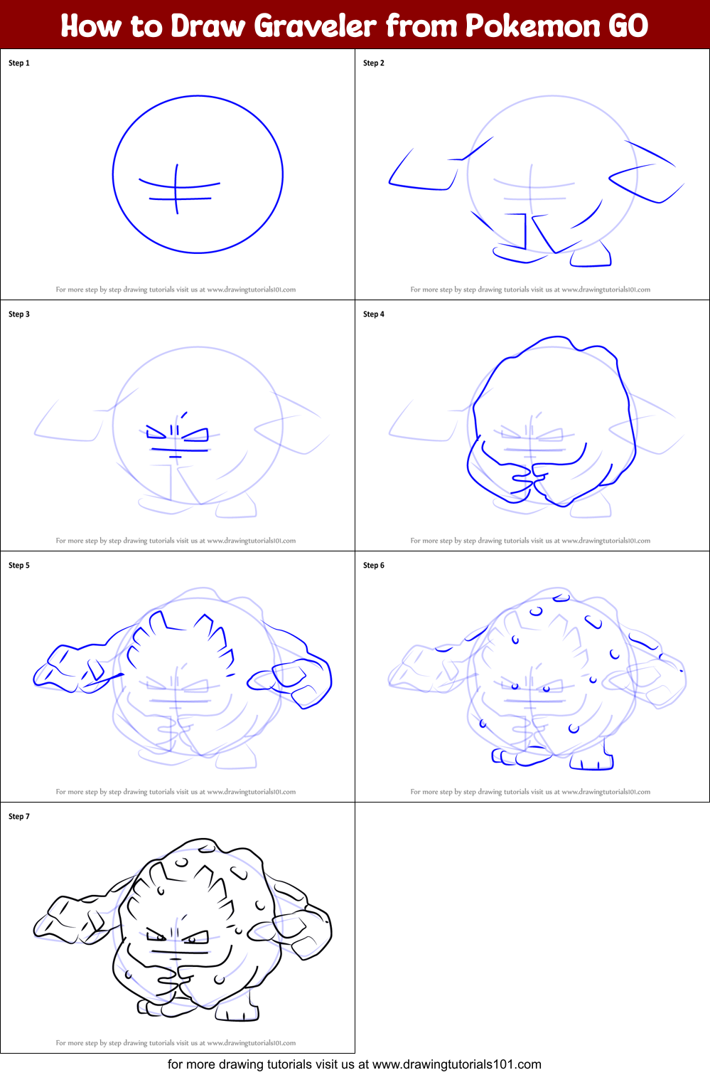 How to Draw Graveler from Pokemon GO printable step by step drawing ...