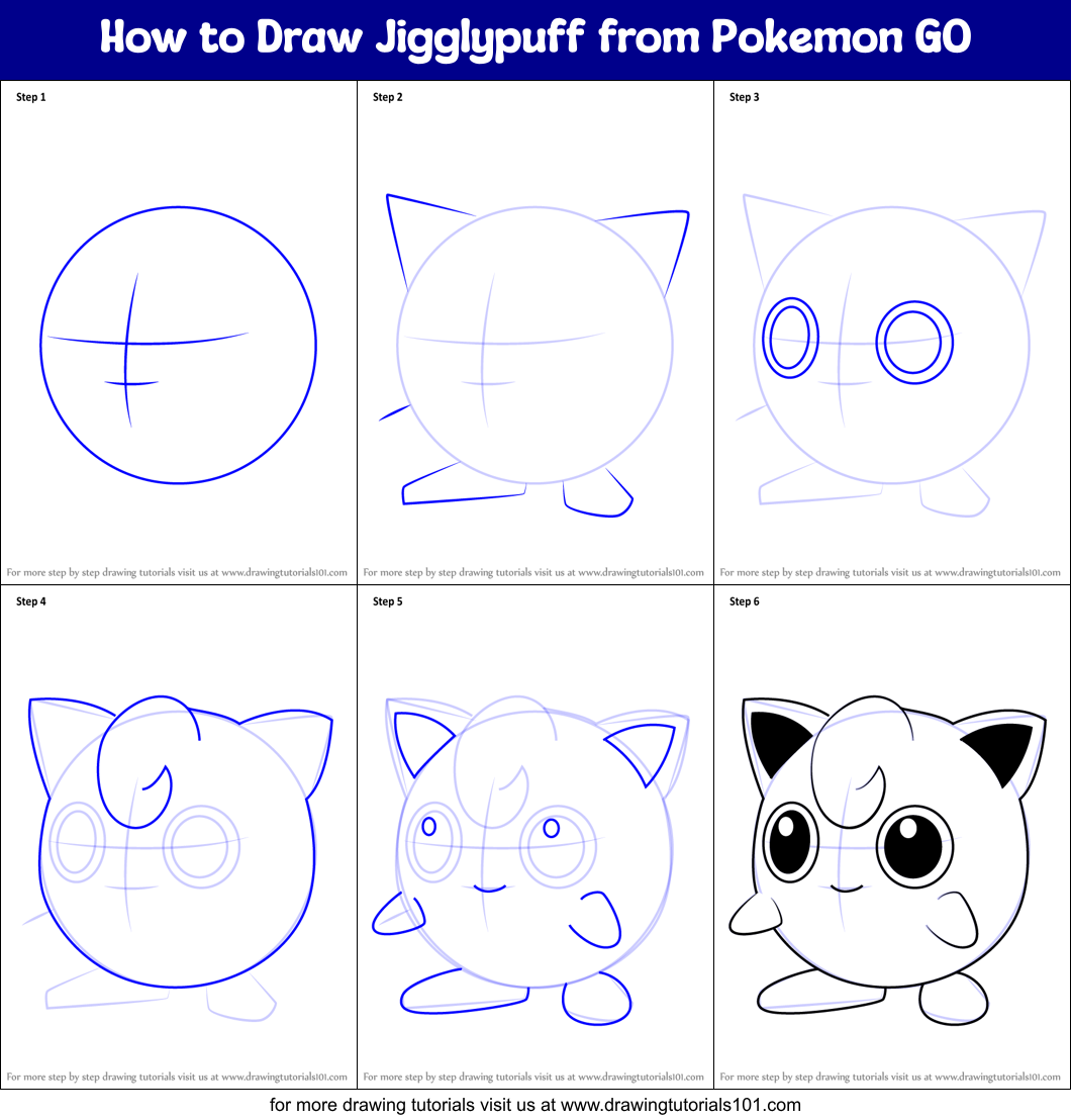 How To Draw Jigglypuff From Pokemon GO Printable Step By Step Drawing ...