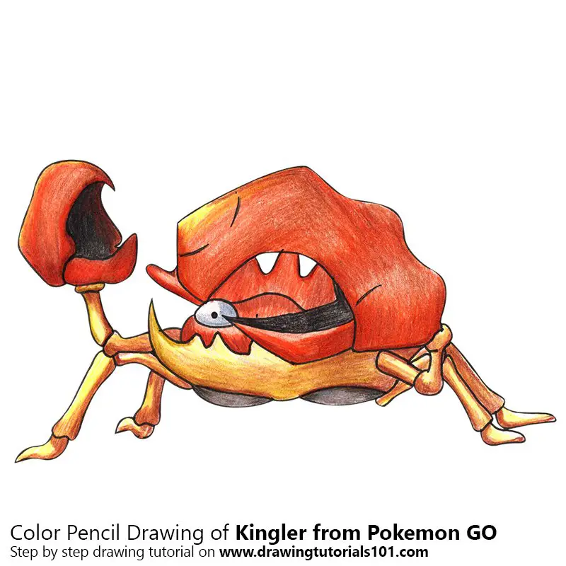 Kingler from Pokemon GO Color Pencil Drawing