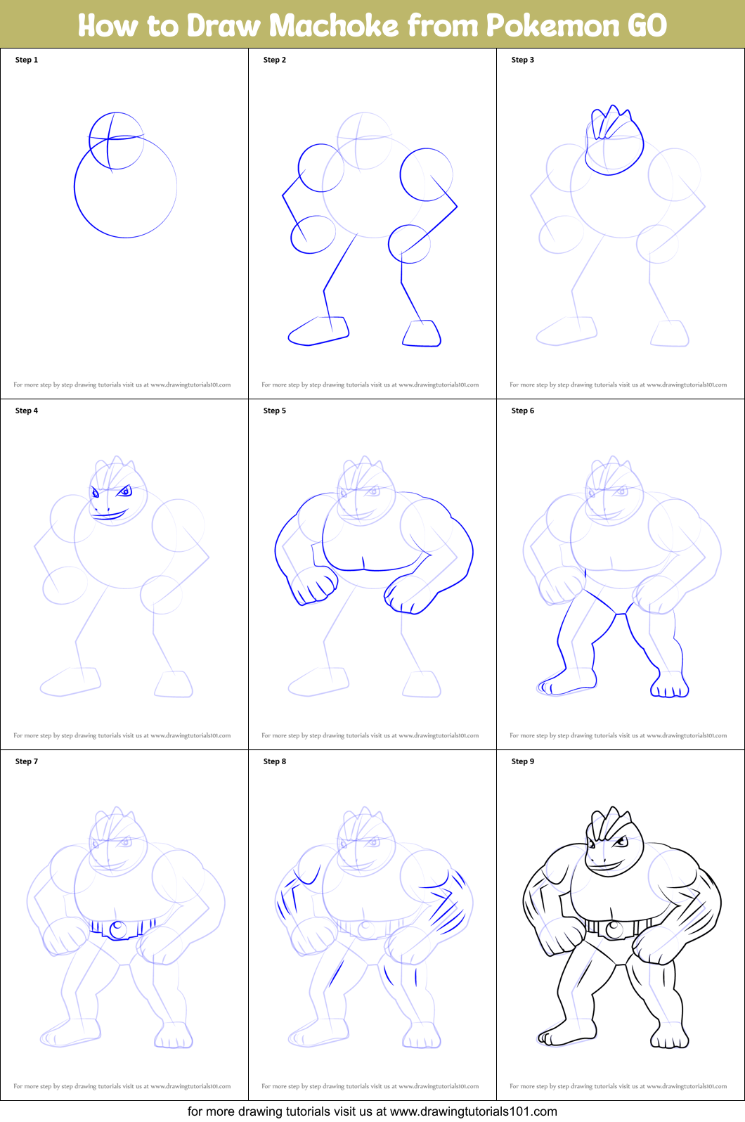 How To Draw Machoke From Pokemon Go Printable Step By Step Drawing