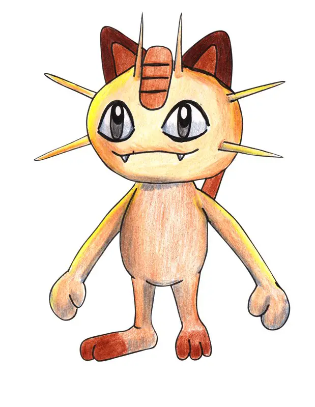 Meowth from Pokemon GO Color Pencil Drawing
