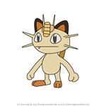 How to Draw Meowth from Pokemon GO