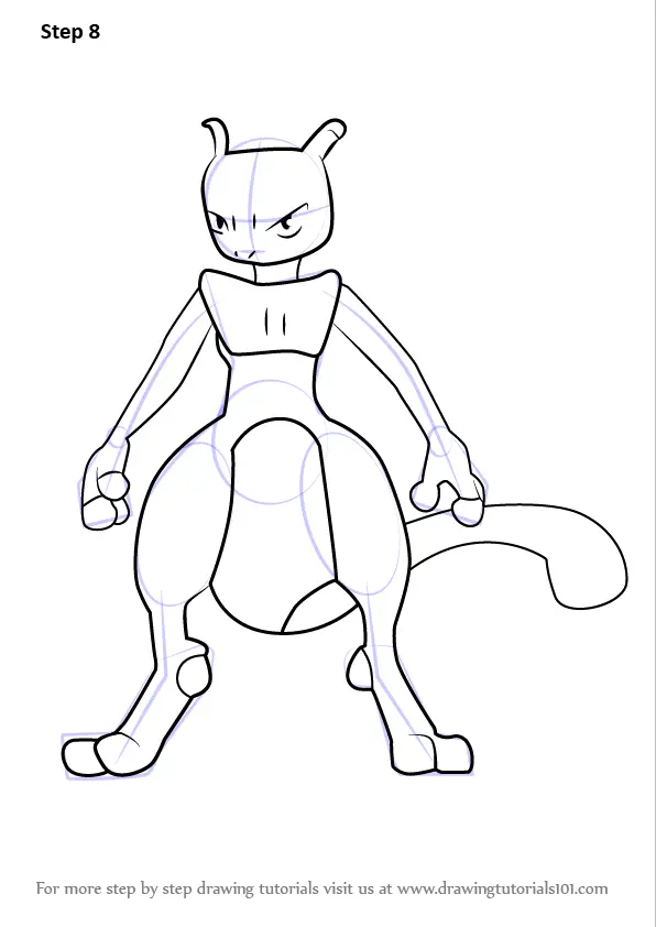 Learn How to Draw Mewtwo from Pokemon GO (Pokemon GO) Step by Step