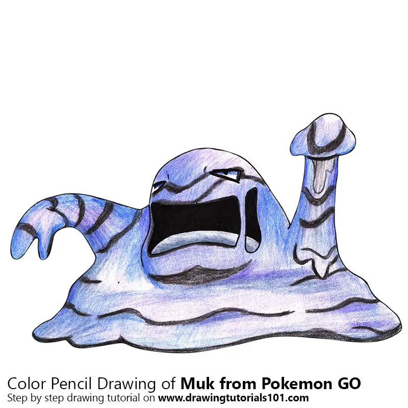 Muk from Pokemon GO Color Pencil Drawing
