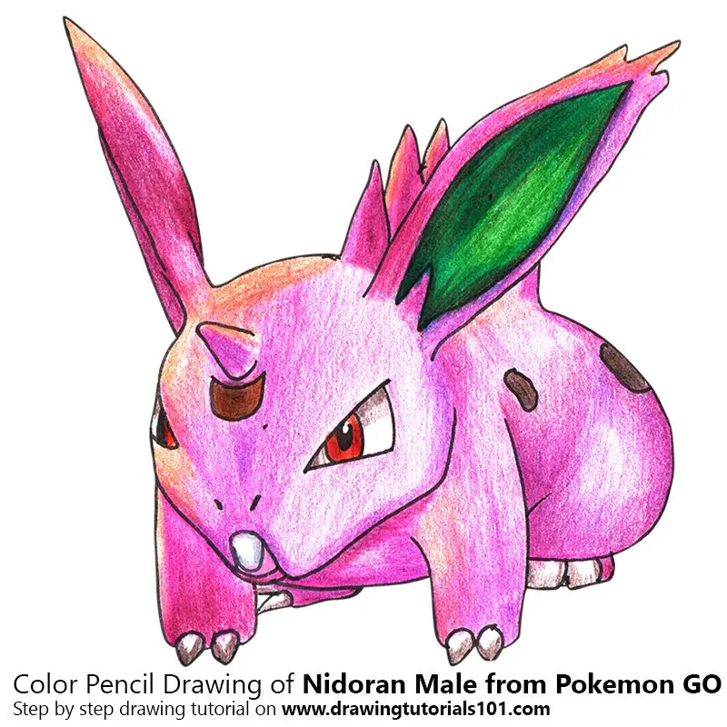 Nidoran Male from Pokemon GO Color Pencil Drawing