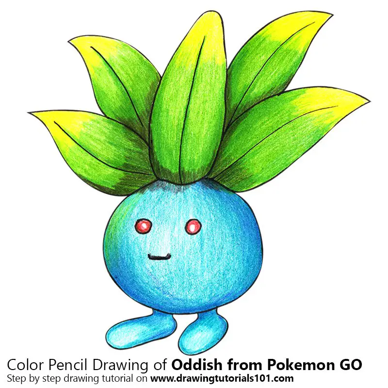 Oddish from Pokemon GO Color Pencil Drawing