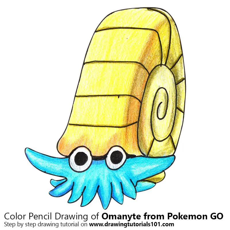 Omanyte from Pokemon GO Color Pencil Drawing