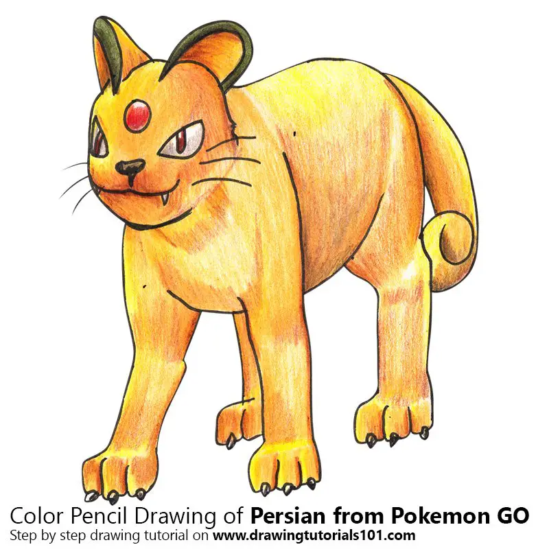 Persian from Pokemon GO Color Pencil Drawing