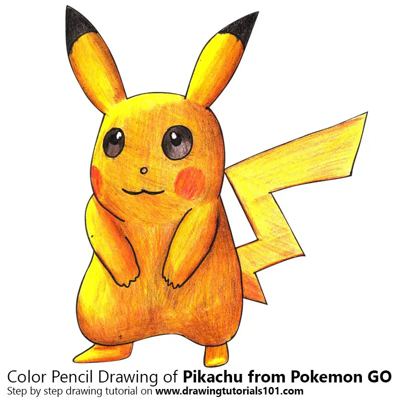 Pikachu from Pokemon GO Color Pencil Drawing