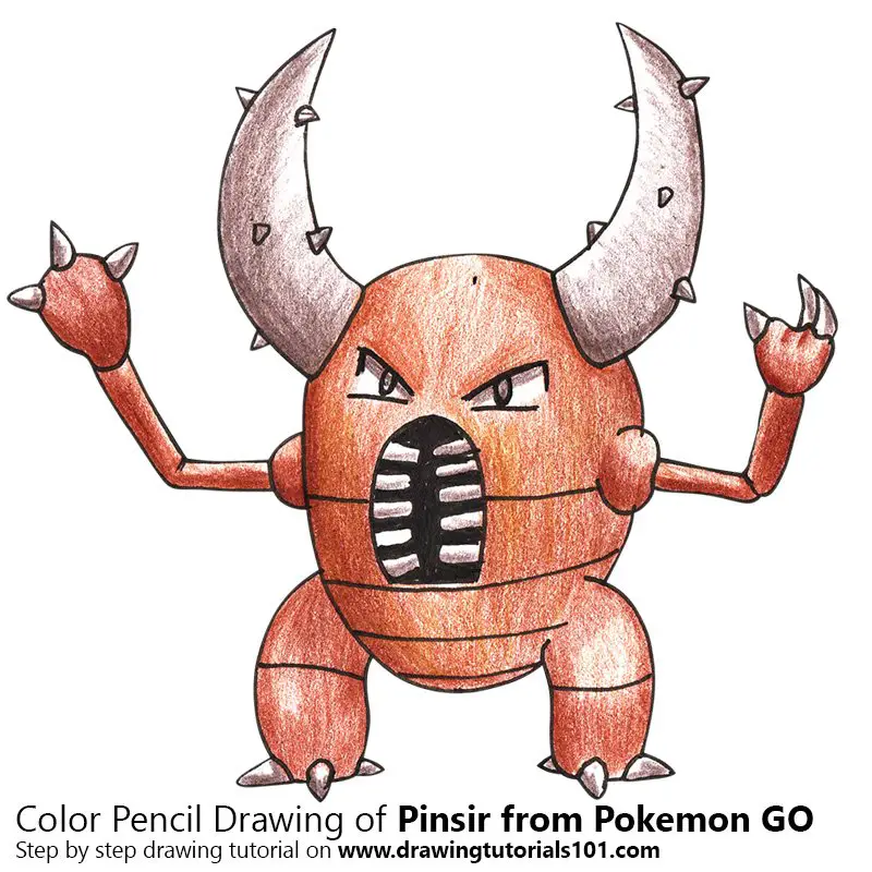 Pinsir from Pokemon GO Color Pencil Drawing