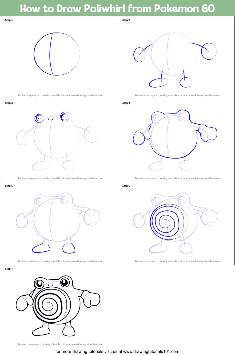 How to Draw Poliwhirl from Pokemon GO printable step by step drawing ...