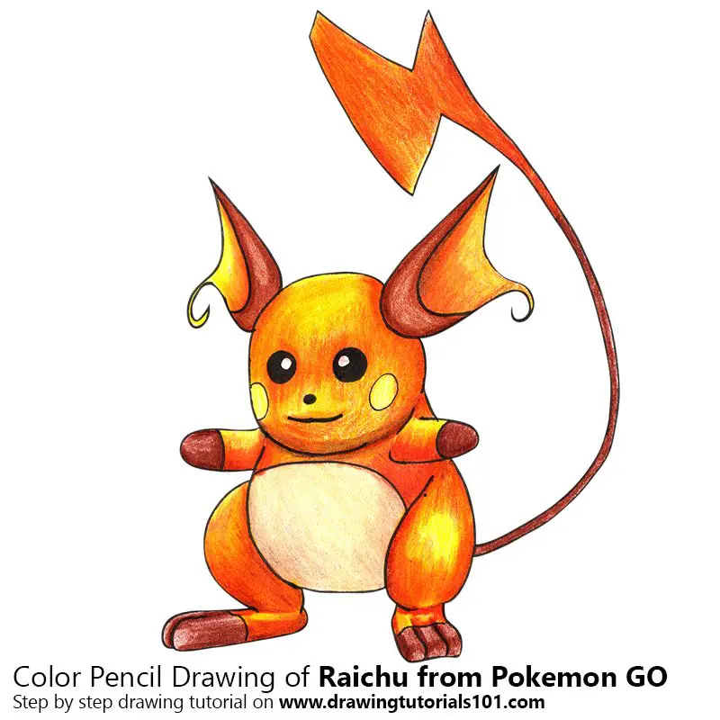 Raichu from Pokemon GO Color Pencil Drawing