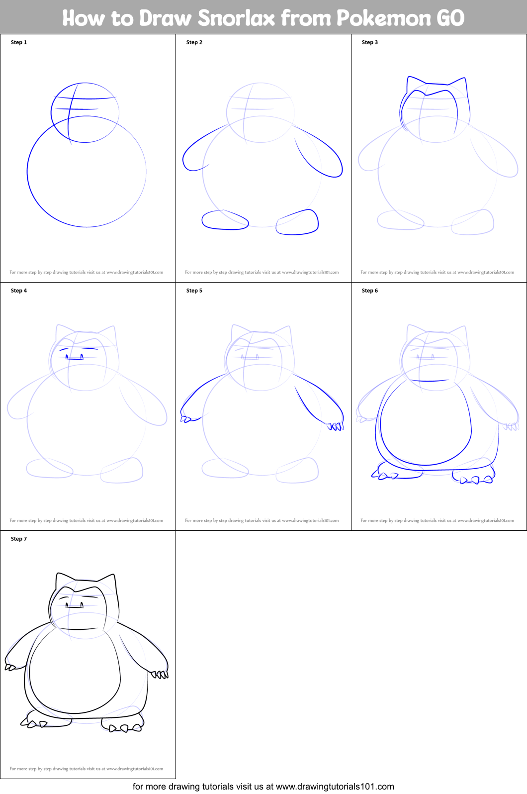 How to Draw Snorlax from Pokemon GO printable step by step drawing ...