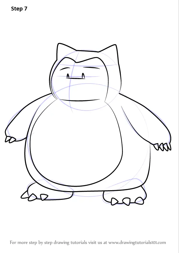 Step by Step How to Draw Snorlax from Pokemon GO : DrawingTutorials101.com