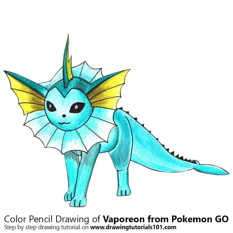 Vaporeon from Pokemon GO Color Pencil Drawing