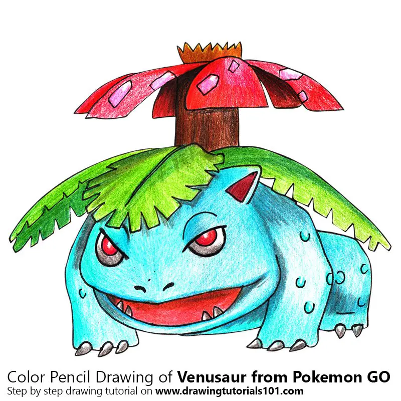 Venusaur from Pokemon GO Color Pencil Drawing