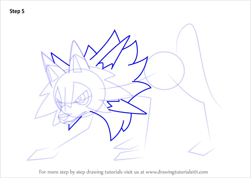 Learn How To Draw Lycanroc Midday Form From Pokemon Sun And Moon Pokémon Sun And Moon Step 7298