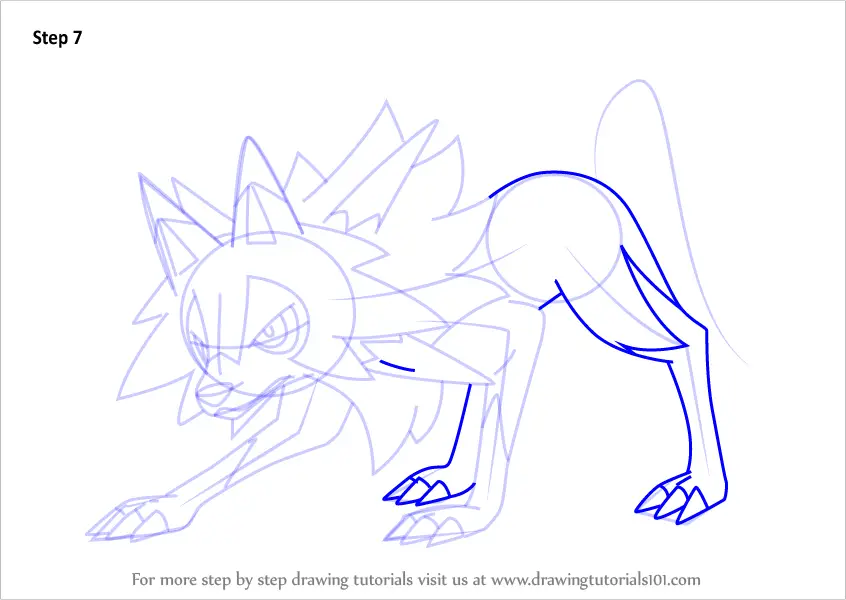 Learn How To Draw Lycanroc - Midday Form From Pokemon Sun And Moon (Pokémon Sun And Moon) Step ...