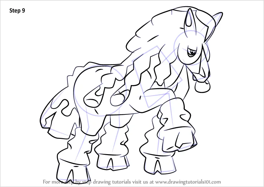 mudsdale coloring page in black and white pokemon