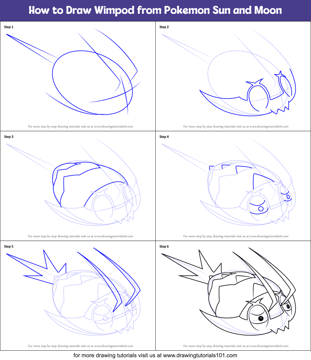 How to Draw Wimpod from Pokemon Sun and Moon printable step by step