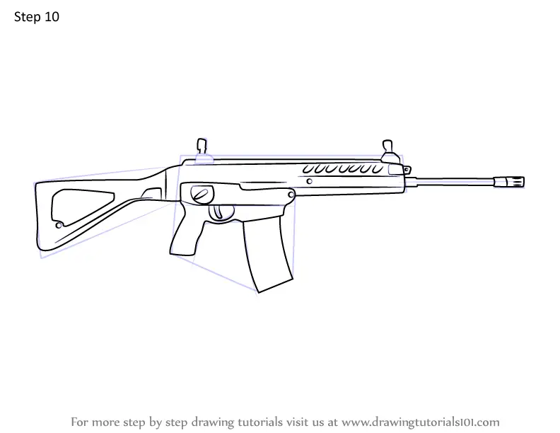 Learn How to Draw 556xi assault rifle from Rainbow Six Siege (Rainbow